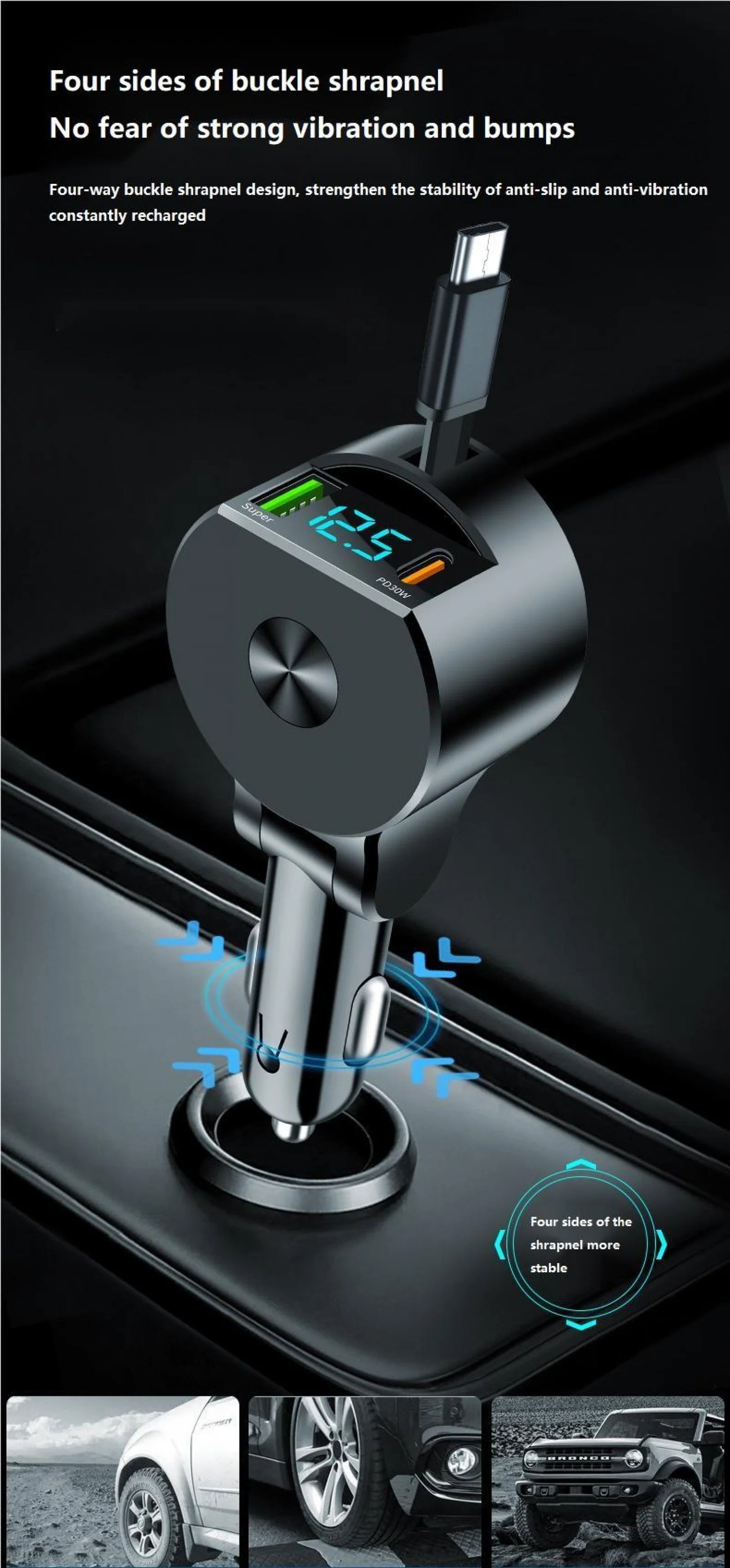 ChargeX Mini | 3-in-1 Retractable Car Charger