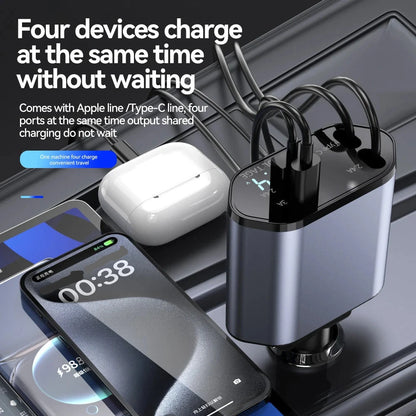 ChargeX | 4-in-1 Retractable Car Charger