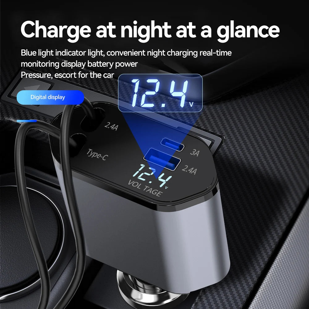 ChargeX | 4-in-1 Retractable Car Charger